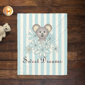 Pastel Blue Stripe Cute Baby Koala Kinder Fleece Deken