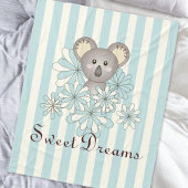Pastel Blue Stripe Cute Baby Koala Kinder Fleece Deken