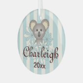 Pastel Blue Stripe Cute Baby Koala Kinder Glas Ornament (Voorkant links)