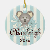 Pastel Blue Stripe Cute Baby Koala Kinder kerst Keramisch Ornament (Voorkant)