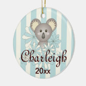 Pastel Blue Stripe Cute Baby Koala Kinder kerst Keramisch Ornament (Links)