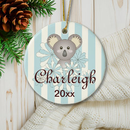 Pastel Blue Stripe Cute Baby Koala Kinder kerst Keramisch Ornament
