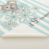 Pastel Blue Stripe Cute Baby Koala Kinder Sherpa Deken (3/4)