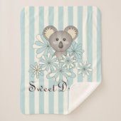 Pastel Blue Stripe Cute Baby Koala Kinder Sherpa Deken (Voorkant)
