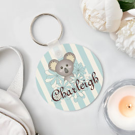 Pastel Blue Stripe Cute Baby Koala Kinder Sleutelhanger