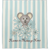 Pastel Blue Stripe Cute Cartoon Baby Koala Kinder Douchegordijn (Voorkant)