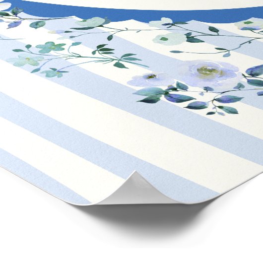 Pastel Blue Stripe Krans Baby shower Welkomstbord Poster (Hoek)