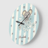 Pastel Blue Stripe Schattige Koala Kwekerij / Kind Grote Klok (Hoek)