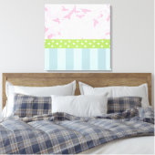 Pastel Blue Striped roze Floral Green Polka Dots Canvas Afdruk (Insitu (Slaapkamer))