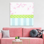 Pastel Blue Striped roze Floral Green Polka Dots Canvas Afdruk (Insitu (Woonkamer))