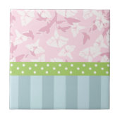 Pastel Blue Striped roze Floral Green Polka Dots Tegeltje (Voorkant)