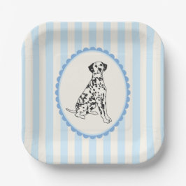 Pastel Blue Stripes and Dalmatian Dog Papieren Bordje
