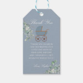 Pastel Blue Stripes Baby Carriage Baby Shower Cadeaulabel (Voorkant)