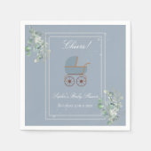Pastel Blue Stripes Baby Carriage Baby Shower Servet (Voorkant)