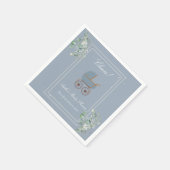 Pastel Blue Stripes Baby Carriage Baby Shower Servet (Hoek)