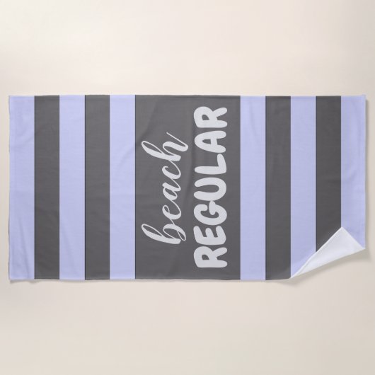 Pastel Blue Stripes Custom Text Beach REGULIER Strandlaken (Voorkant)