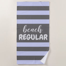 Pastel Blue Stripes Custom Text Beach REGULIER Strandlaken