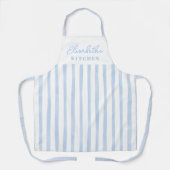 Pastel Blue Stripes Name Apron Schort (Voorkant)