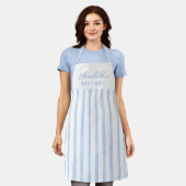 Pastel Blue Stripes Name Apron Schort (Gedragen)