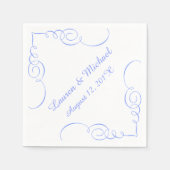 Pastel Blue Swirl Border Gepersonaliseerde bruilof Servetten (Voorkant)
