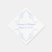 Pastel Blue Swirl Border Gepersonaliseerde bruilof Servetten (Hoek)