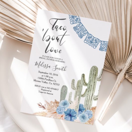 Pastel Blue Taco 'bout Love Bridal Shower Floral Kaart