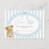 Pastel Blue Teddy Bear Luier Raffle Baby Boy Informatiekaartje (Voorkant)