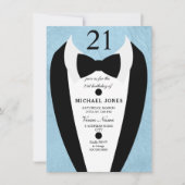 Pastel Blue Tuxedo Mannen 21st Birthday Party Invi Kaart (Voorkant)