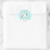 Pastel Blue Unicorn Birthday Party Dank je Ronde Sticker (Tas)