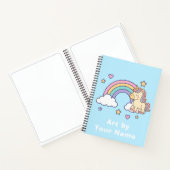 Pastel Blue Unicorn Rainbow Personalized Notitieboek (Binnen)