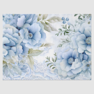 Pastel Blue Victorian Florals & Lace Decoupage Tissuepapier