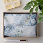 Pastel Blue Victorian Florals & Lace Decoupage Tissuepapier (Geschenk)