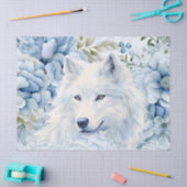 Pastel Blue Victorian Florals & White Wolf Head  Tissuepapier (Craft)