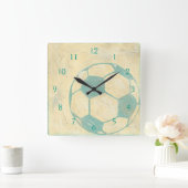 Pastel Blue Voetbal van Chariklia Zarris Vierkante Klok (Huis)