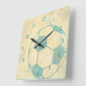 Pastel Blue Voetbal van Chariklia Zarris Vierkante Klok (Hoek)