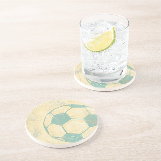 Pastel Blue Voetbal van Chariklia Zarris Zandsteen Onderzetter (Zijkant)