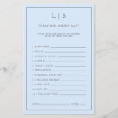 Pastel Blue wat papa zei over Baby shower Game (Voorkant)