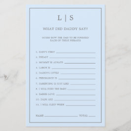 Pastel Blue wat papa zei over Baby shower Game