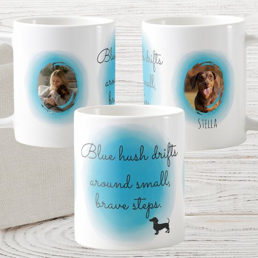 Pastel Blue Watercolor Dachshund Mug — Custom Name Koffiemok