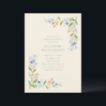 Pastel Blue Watercolor Floral Bridal Shower Brunch Kaart<br><div class="desc">This bridal brunch invitation features delicate spring wildflowers arranged in a soft garden-inspired border. The airy botanical design and pastel florals create a fresh, romantic look that feels perfect for a morning celebration. Ideal for hosting a bridal brunch, garden shower, or spring gathering with friends and family. Personalize the text...</div>