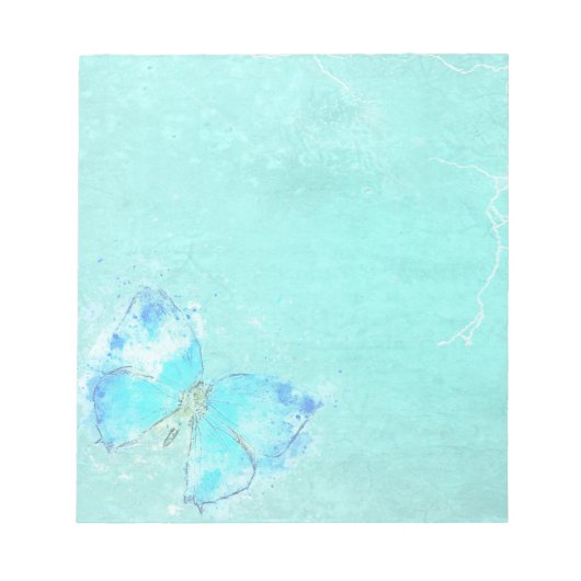 Pastel Blue Waterverf Butterfly Notitieblok (Voorkant)