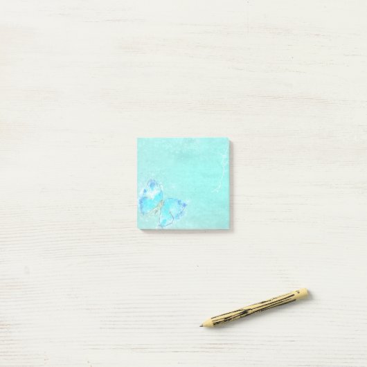 Pastel Blue Waterverf Butterfly Post-it® Notes (Op bureau)