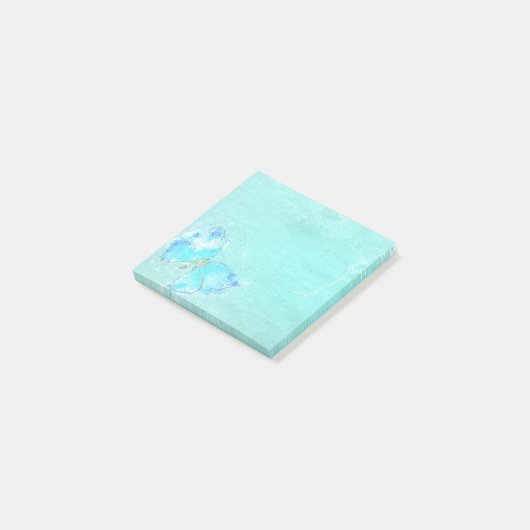 Pastel Blue Waterverf Butterfly Post-it® Notes (Schuin)