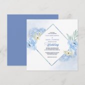 Pastel Blue Waterverf Floral Lijst Weddenschap uit Kaart (Voorkant / Achterkant)