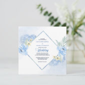 Pastel Blue Waterverf Floral Lijst Weddenschap uit Kaart (Staand voorkant)