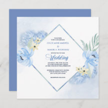 Pastel Blue Waterverf Floral Lijst Weddenschap uit
