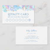 pastel blue waterverf glitter loyaliteitenkaart visitekaartje (Voorkant / Achterkant)
