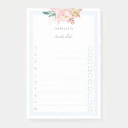 Pastel Blue Waterverf Peonies checkbox om lijst ui Post-it® Notes