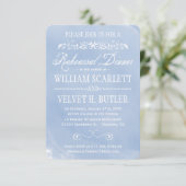 Pastel Blue Waterverf Rehearsal Dinner Invites Kaart (Staand voorkant)