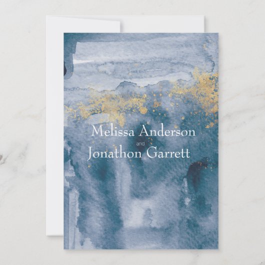 Pastel Blue Waterverf Roos Engagement Party Kaart (Achterkant)